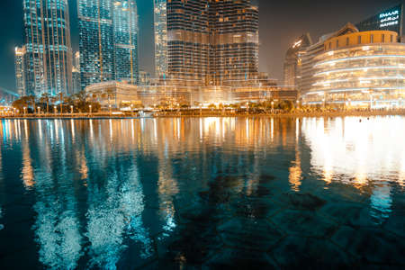 February 29, 2020 - Dubai, UAE - show fountain next to Burj Khalifaのeditorial素材