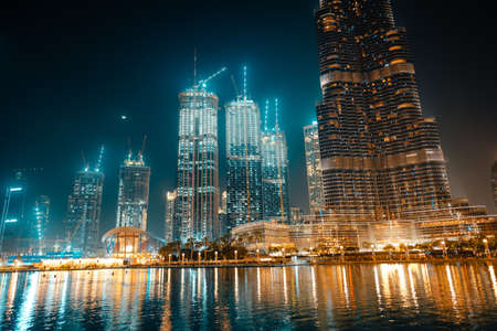 February 29, 2020 - Dubai, UAE - show fountain next to Burj Khalifaのeditorial素材