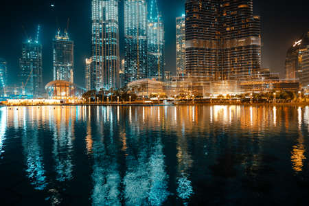 February 29, 2020 - Dubai, UAE - show fountain next to Burj Khalifaのeditorial素材