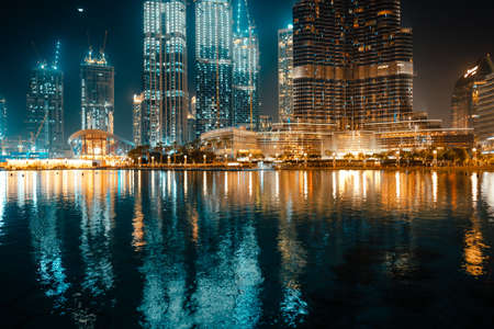 February 29, 2020 - Dubai, UAE - show fountain next to Burj Khalifaのeditorial素材