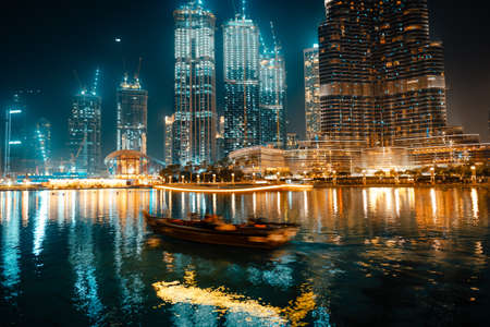 February 29, 2020 - Dubai, UAE - show fountain next to Burj Khalifaのeditorial素材
