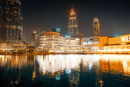 February 29, 2020 - Dubai, UAE - show fountain next to Burj Khalifaのeditorial素材