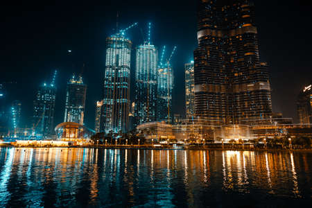 February 29, 2020 - Dubai, UAE - show fountain next to Burj Khalifaのeditorial素材