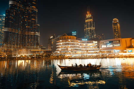 February 29, 2020 - Dubai, UAE - show fountain next to Burj Khalifaのeditorial素材