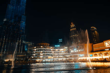 February 29, 2020 - Dubai, UAE - show fountain next to Burj Khalifaのeditorial素材