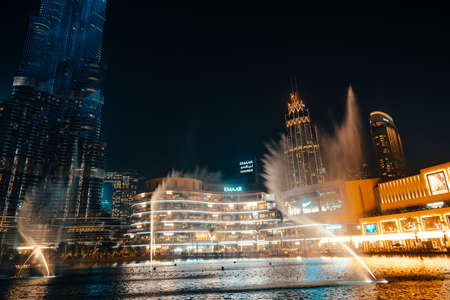 February 29, 2020 - Dubai, UAE - show fountain next to Burj Khalifaのeditorial素材