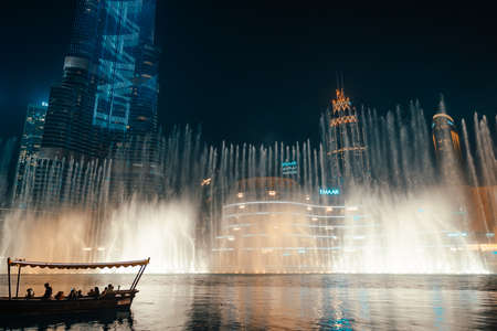 February 29, 2020 - Dubai, UAE - show fountain next to Burj Khalifaのeditorial素材