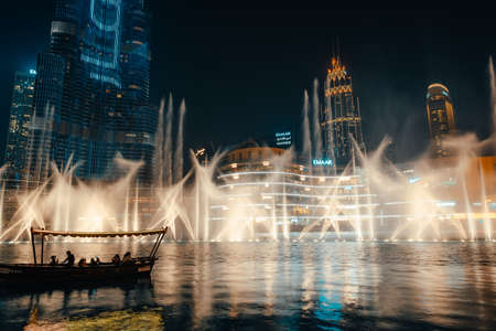 February 29, 2020 - Dubai, UAE - show fountain next to Burj Khalifaのeditorial素材