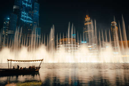 February 29, 2020 - Dubai, UAE - show fountain next to Burj Khalifaのeditorial素材