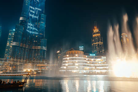 February 29, 2020 - Dubai, UAE - show fountain next to Burj Khalifaのeditorial素材