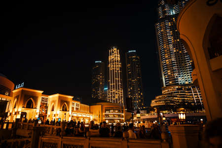 February 29, 2020 - Dubai, UAE - show fountain next to Burj Khalifaのeditorial素材
