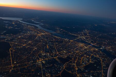 Riga, capital of Latvia. Aerial view sunrise timeの写真素材