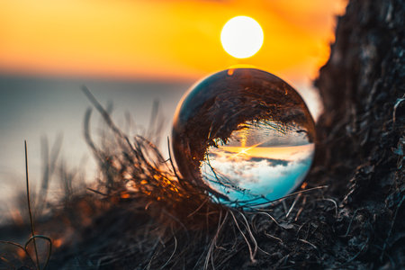 Lensball in the sunset summer time Latvia