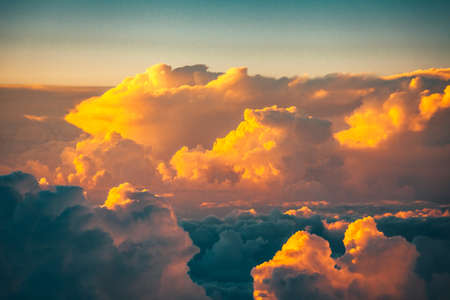 Cloudscape sunshine time in the skyの写真素材