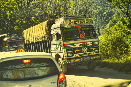 Track on road Nepal Travel around in 2022の写真素材