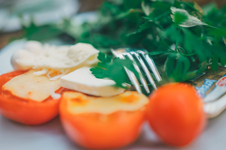 Sunrise above sea and pine tree with blue sea background Turkeyの写真素材