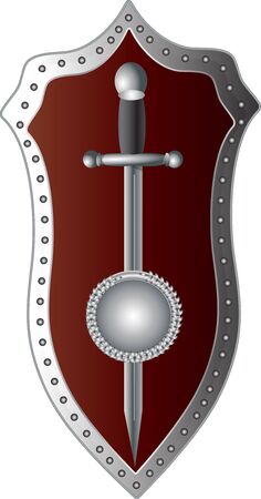 sword with a shield on a white backgroundのイラスト素材