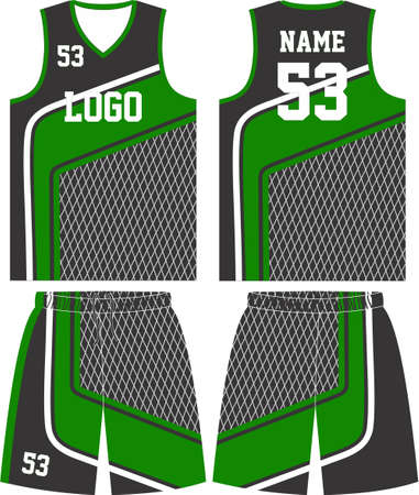 Basketball uniform custom design sports jersey, shorts, socks template for basketball club. Front and back view sports t-shirt mock ups Illustrationのイラスト素材