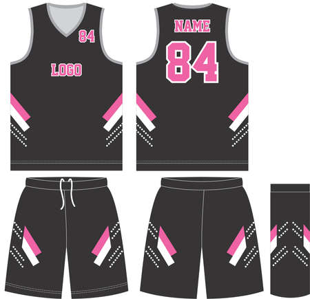 custom design Basketball uniform sports jersey, shorts, socks template for basketball club. Front and back view sports t-shirt mock ups Illustrationのイラスト素材