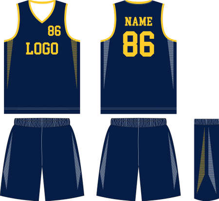 custom design Basketball uniform sports jersey, shorts, socks template for basketball club. Front and back view sports t-shirt mock ups Illustrationのイラスト素材