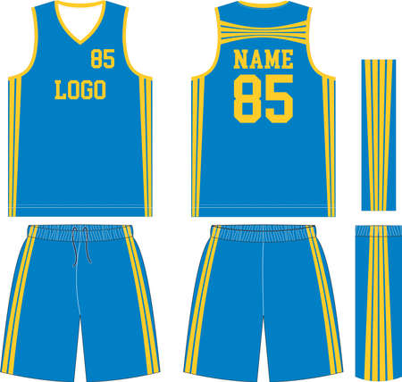 custom design Basketball uniform sports jersey, shorts, socks template for basketball club. Front and back view sports t-shirt mock ups Illustrationのイラスト素材
