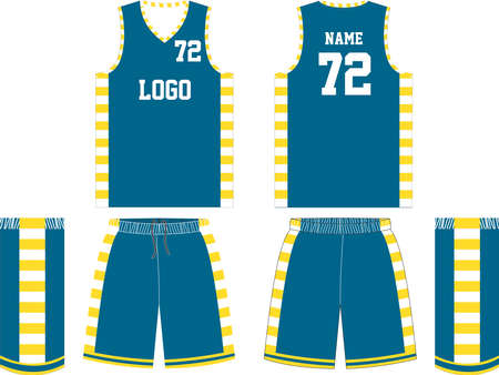 custom design Basketball uniform sports jersey, shorts, socks template for basketball club. Front and back view sports t-shirt mock ups Illustrationのイラスト素材