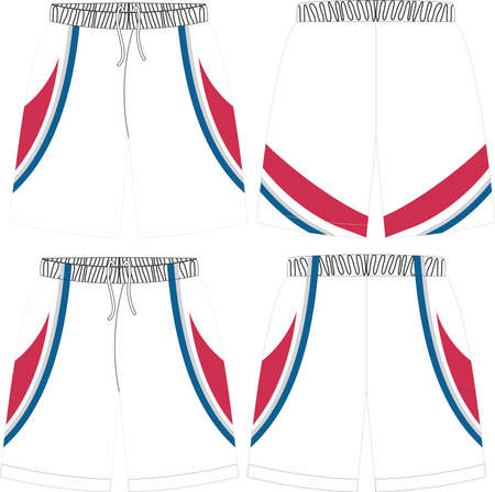 Basketball Uniform Shorts Front and Back View Mock ups Templates Vectorsのイラスト素材