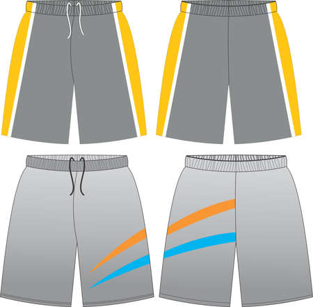 Basketball Uniform Shorts Front and Back View Mock ups Templates Vectorsのイラスト素材