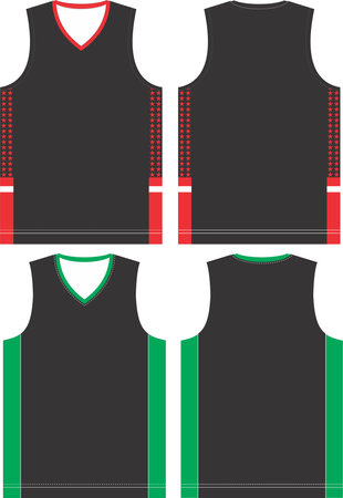 Basketball Uniform Jerseys Front and Back View Mock ups Templates Vectorsのイラスト素材