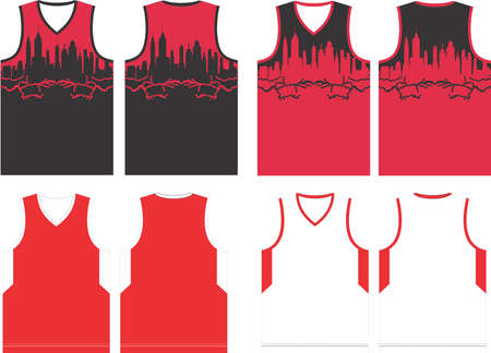 Basketball Uniform Jerseys Front and Back View Mock ups Templates Vectorsのイラスト素材