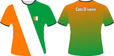 Soccer jersey and t-shirt design with Ivory Coast flag colorsのイラスト素材