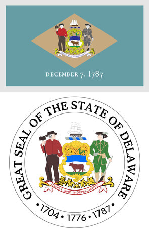 Delaware US State Flag and Coat of Arm Designのイラスト素材