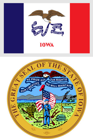 Iowa US State Flag and Coat of Arm Designのイラスト素材