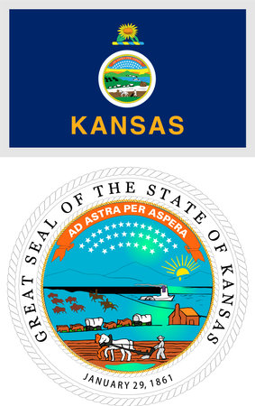 Kansas US State Flag and Coat of Arm Designのイラスト素材