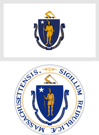 Massachusetts US State Flag and Coat of Arm Designのイラスト素材