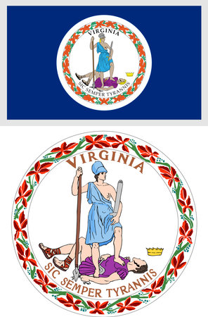 Virginia US State Flag and Coat of Arm Designのイラスト素材