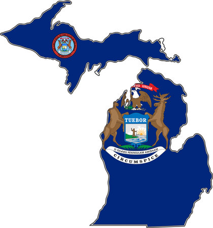 Map of Michigan State USAのイラスト素材