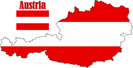Austria Map and Flagのイラスト素材