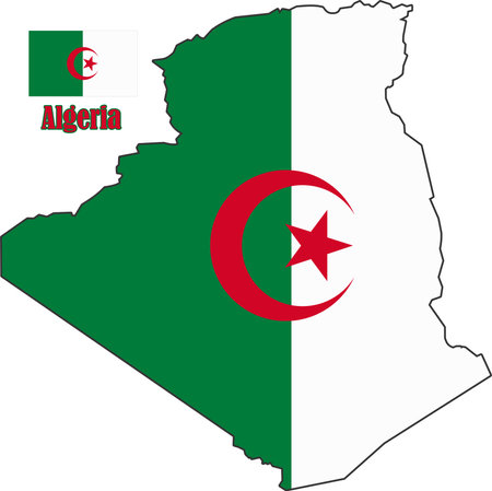 Algeria Map and Flagのイラスト素材