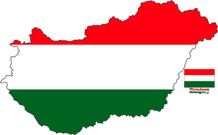 Hungary Map and Flagのイラスト素材