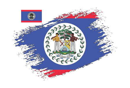 Flag of Belize in grunge brush stroke. Vector illustration.のイラスト素材