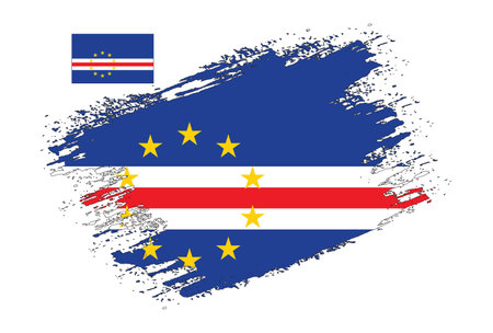 Flag of Cape Verde in grunge brush stroke, vector image.のイラスト素材