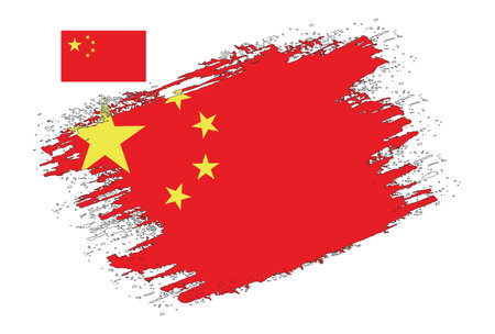 Flag of China in grunge brush stroke, vector illustration on a white background.のイラスト素材