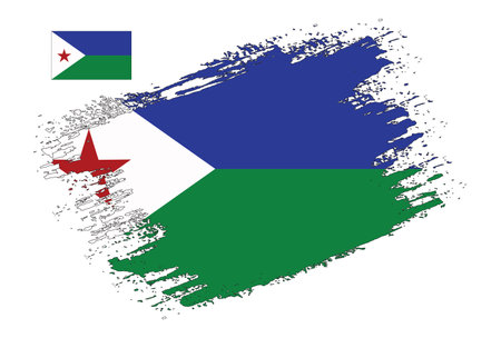 Grunge Djibouti flag. Vector illustration on white background.のイラスト素材