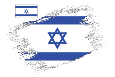 Flag of Israel in grunge style with brush strokes. Vector illustration.のイラスト素材