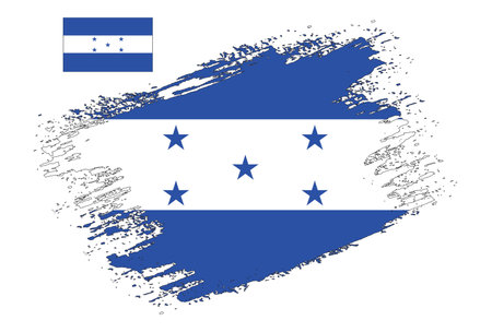 Honduras flag with grunge brush stroke. Vector illustration.のイラスト素材