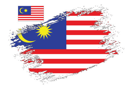 Malaysia flag with grunge brush stroke. Vector illustration.のイラスト素材
