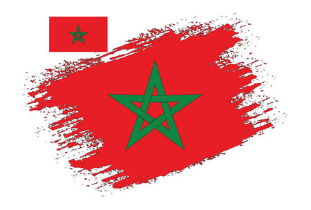 Morocco flag in grunge brush stroke. Vector illustration.のイラスト素材