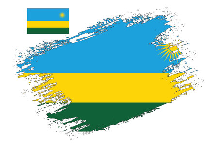 Flag of Rwanda in grunge style with brush strokes. Vector illustration.のイラスト素材