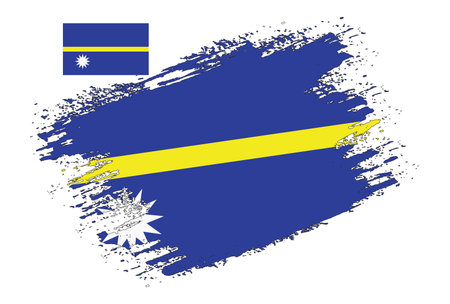 Nauru flag in grunge brush stroke. Vector illustration.のイラスト素材